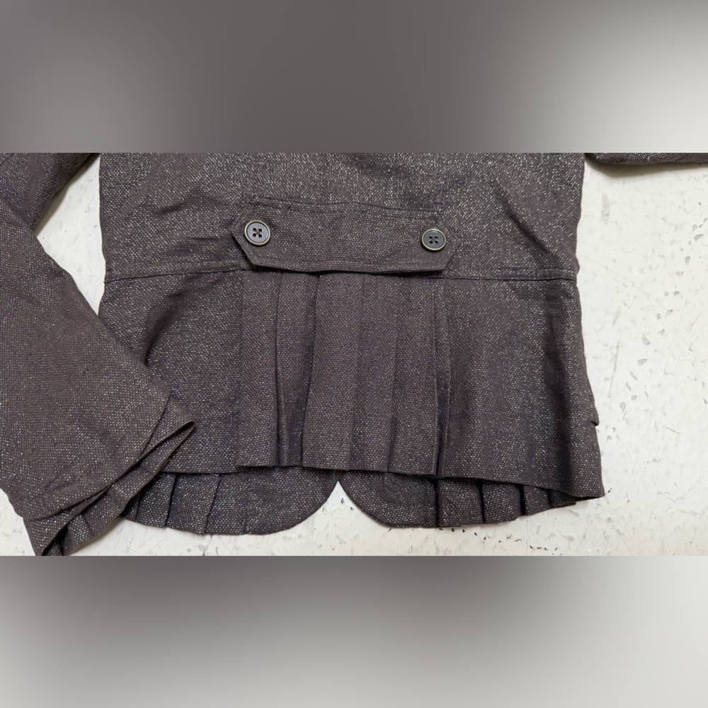 Y2K Rampage Metallic Thread Pleated Ruffle Blazer - Picture 2 of 6